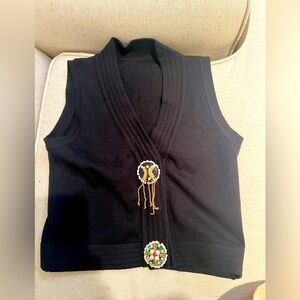Black Snap Vest with Beaded Details | Tag says L | I think Woman’s XS | Like New